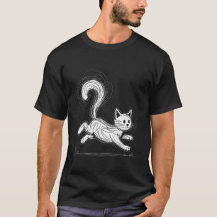 Camiseta Boceto de gato blanco corriendo cola linda esponjo