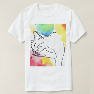 Camiseta Boceto de Gato Colorido