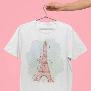 Camiseta Boceto de la Torre Eiffel en acuarela