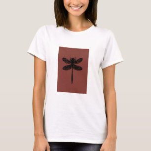 Camiseta boceto de libélula en marrón