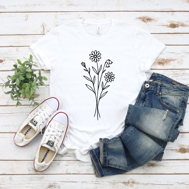 Camiseta Boceto de línea botánica de flores silvestres mini (Subido por el creador)