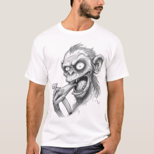 Camiseta Boceto de mono zombie rabioso: criatura de terror