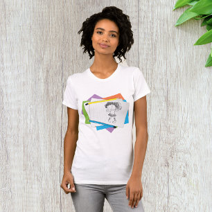 Camiseta Boceto de niña juguetona con lápices de colores