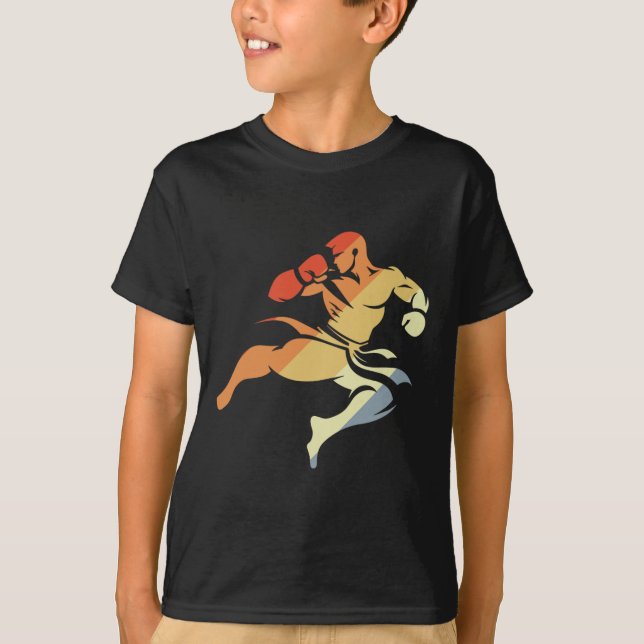 Camiseta Boceto de niño de kickboxing con aspecto de los 90 (Anverso)