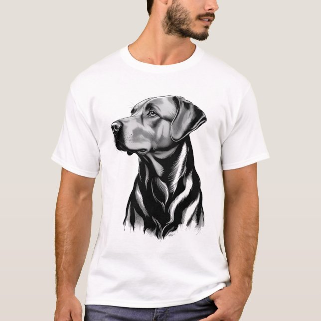 Camiseta Boceto de perro Labrador Retriever negro (Anverso)