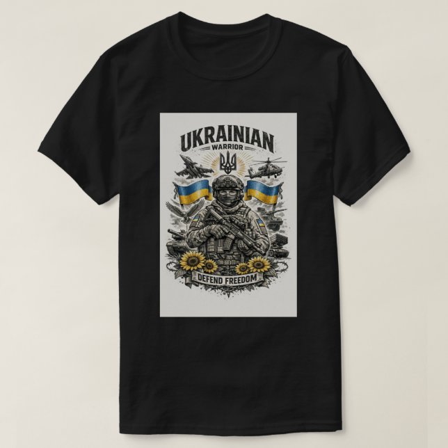 Camiseta Boceto de tatuaje militar ucraniano moderno (Diseño del anverso)