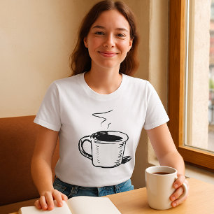 Camiseta Boceto de taza de café dibujado a mano minimalista