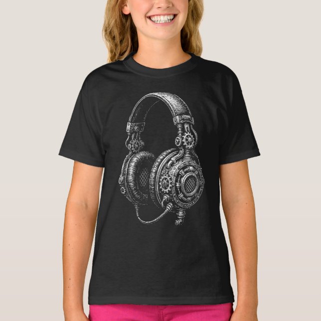 Camiseta Bocetos de auriculares Steampunk (Anverso)