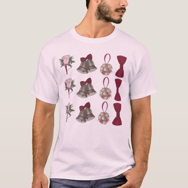 Camiseta Boda Bells Rosa de novia Flower Bowtie Tee (Anverso)