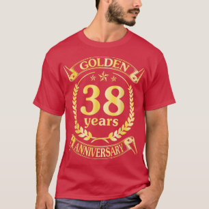 Camiseta Boda Casados Aniversario de 38 Años de Bodas de Or