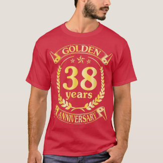Camiseta Boda Casados Aniversario de 38 Años de Bodas de Or