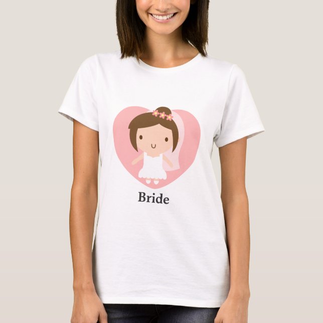 Camiseta Boda  Chica de novia en traje blanco (Anverso)