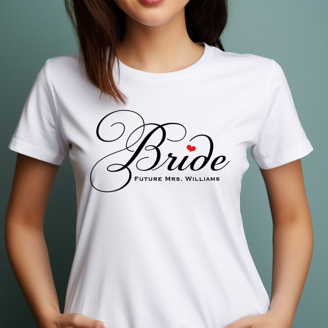 Camiseta Boda con letra personalizada negra para futura Sra (Subido por el creador)