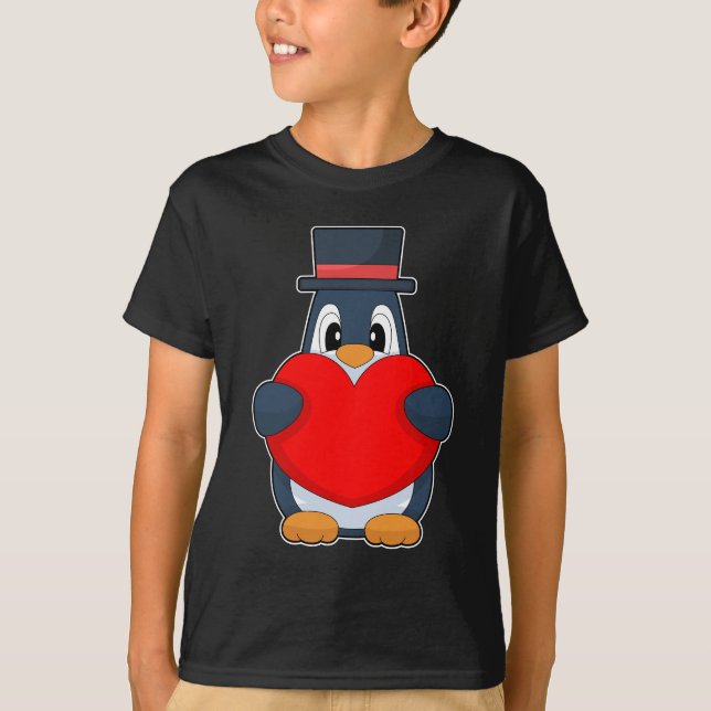 Camiseta Boda Corazón de Pingüino Arreglado (Anverso)