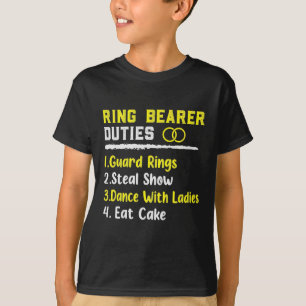 Camiseta boda de arte de palabras de deberes de portador de