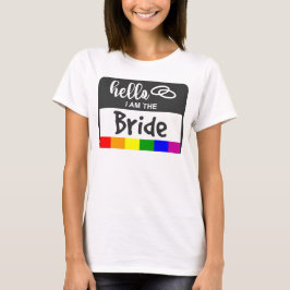 Camiseta Boda de bandera arcoiris Hola nombre distintivo pa