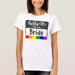 Camiseta Boda de bandera arcoiris Hola nombre distintivo pa