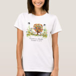 Camiseta Boda de bifurcación lateral del bosque encantado<br><div class="desc">Tonos de la Tierra con un tronco marrón Árbol de Flores Folksy Colección de Bodas de Flor Silvestre con todos los colores: Naranja de Terracota Rosa Elegancia Amarilla Coral y Fiesta de Bodas de Flores Azules. Imagina un árbol de remolinos romántico de primavera, verano o otoño en un bosque encantado...</div>