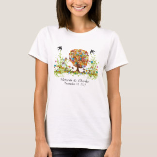 Camiseta Boda de bifurcación lateral del bosque encantado