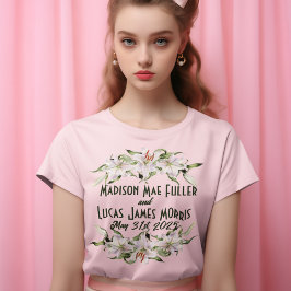 Camiseta Boda de Calla Lilies, blanco en verde profundo