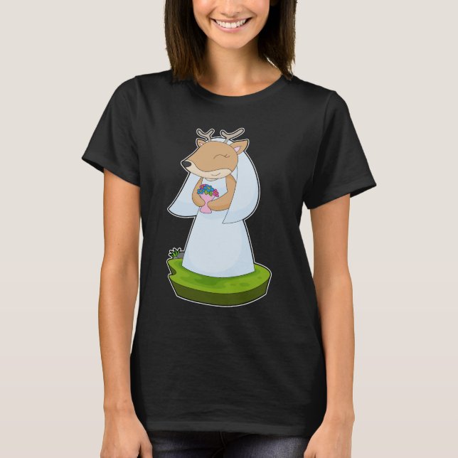 Camiseta Boda de Deer Bride Bunch of Flowers (Anverso)