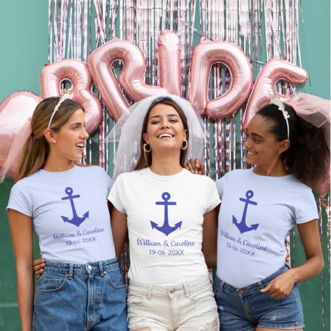 Camiseta Boda de destino de la playa de Anchor Náutico Azul (Subido por el creador)
