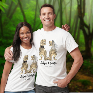 Camiseta Boda de dinosaurios divertida novia y novio T-Rex