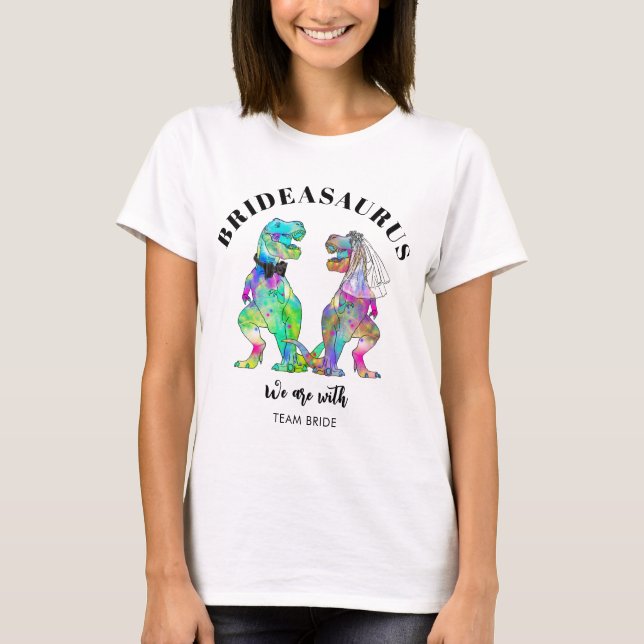 Camiseta Boda de dinosaurios T Rex Brideasaurus (Anverso)