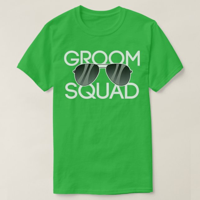 Camiseta Boda de gafas de sol de la escuadra de Groom (Diseño del anverso)
