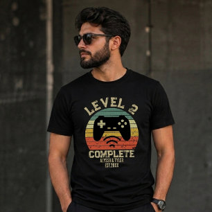 Camiseta Boda de Gamer Completa Nivel 2 Retro