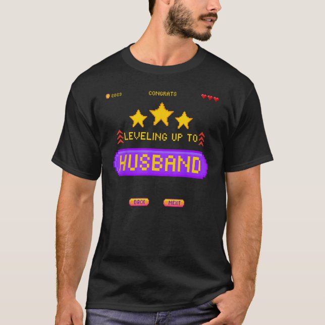 Camiseta Boda de Gamer Subiendo de Nivel a Esposo Parte de  (Anverso)