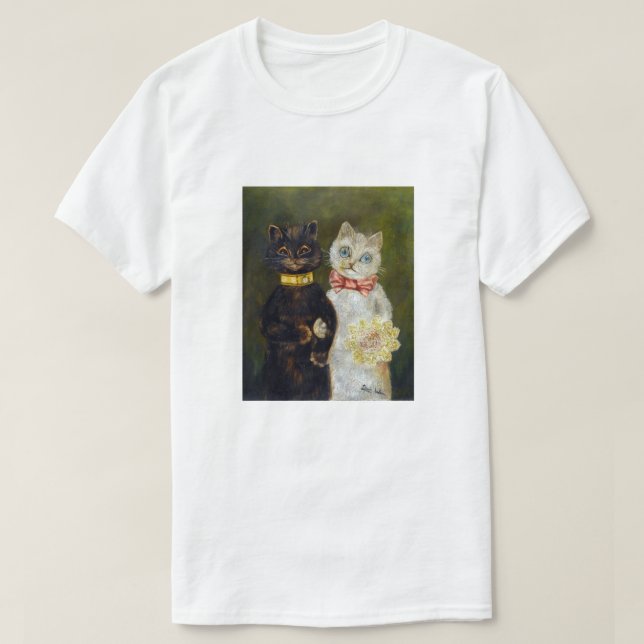 Camiseta Boda de gatos, matrimonio, novia, Louis Wain (Diseño del anverso)