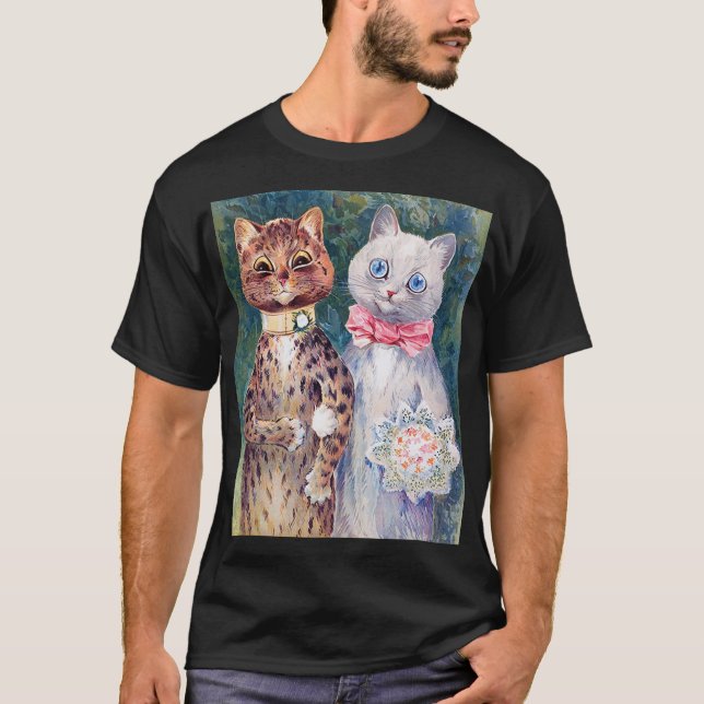 Camiseta Boda de gatos, matrimonio, novia, Louis Wain (Anverso)
