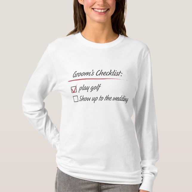 Camiseta Boda de golf de Groom Checklist (Anverso)