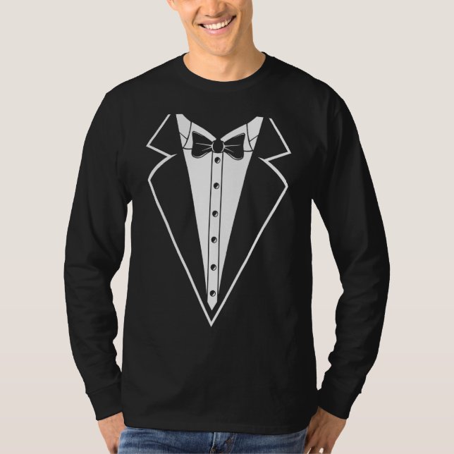 Camiseta Boda de la ceremonia de licenciatura blanca Tuxedo (Anverso)