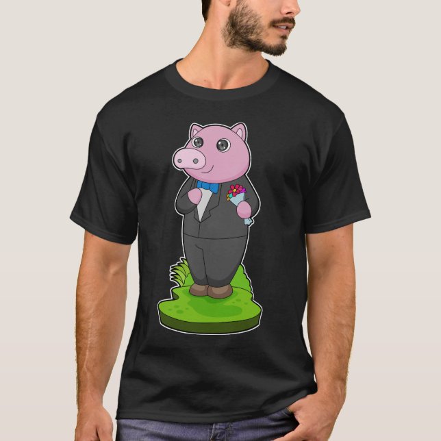 Camiseta Boda de la chaqueta de Pig Groom (Anverso)