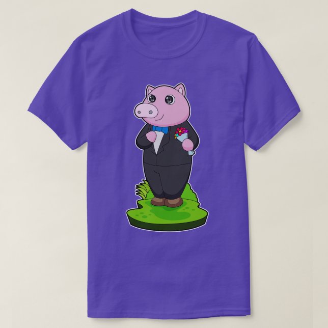 Camiseta Boda de la chaqueta de Pig Groom (Diseño del anverso)