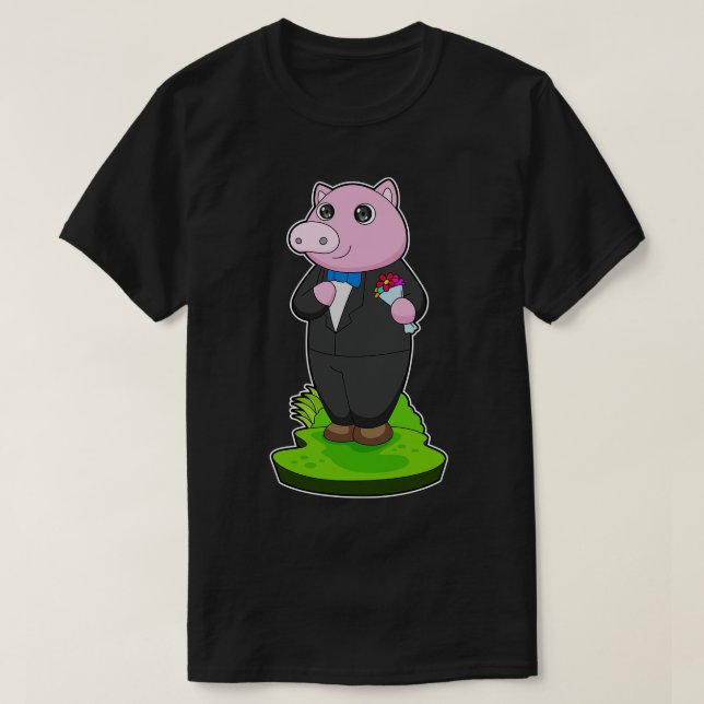 Camiseta Boda de la chaqueta de Pig Groom (Diseño del anverso)