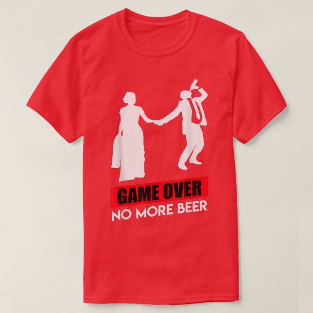 Camiseta Boda de la fiesta de soltero de Game Over novio (Diseño del anverso)