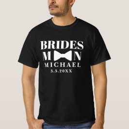 Camiseta boda de la proa blanca negra de bridesman
