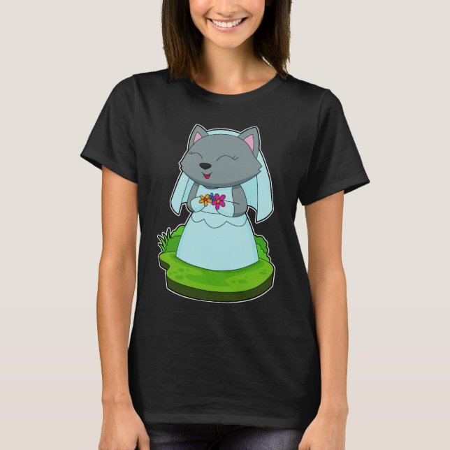 Camiseta Boda de las flores de la novia del gato (Anverso)