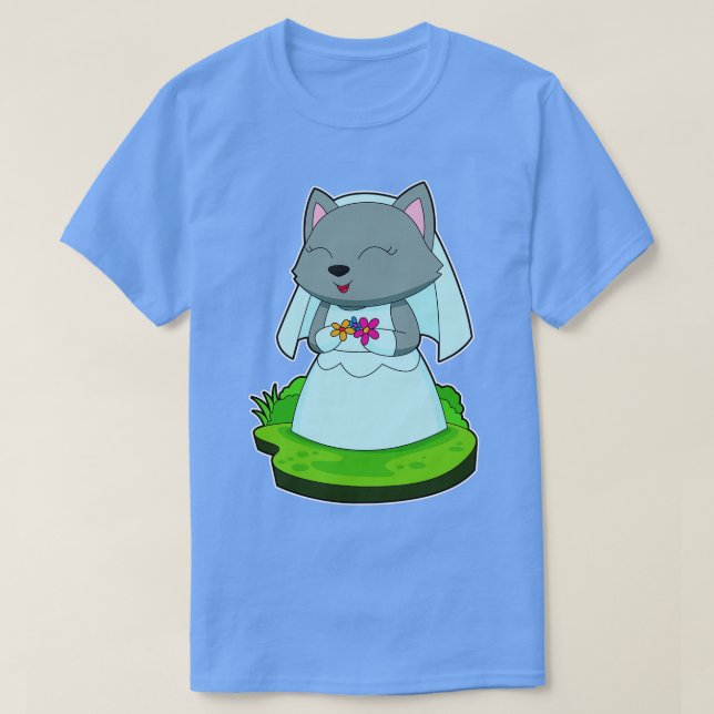 Camiseta Boda de las flores de la novia del gato (Diseño del anverso)