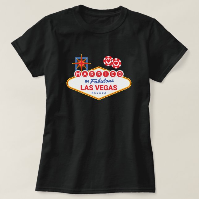 Camiseta Boda de Las Vegas - Pareja casada en Las Vegas (Diseño del anverso)