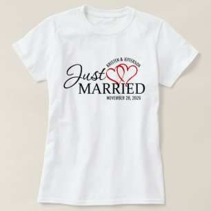 Camiseta Boda de luna de miel de corazón rojo recién casado