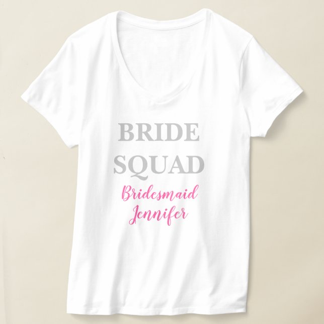 Camiseta Boda de nombre personalizado rosa de la dama de ho (Distribución )