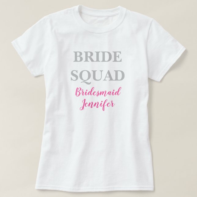 Camiseta Boda de nombre personalizado rosa de la dama de ho (Diseño del anverso)