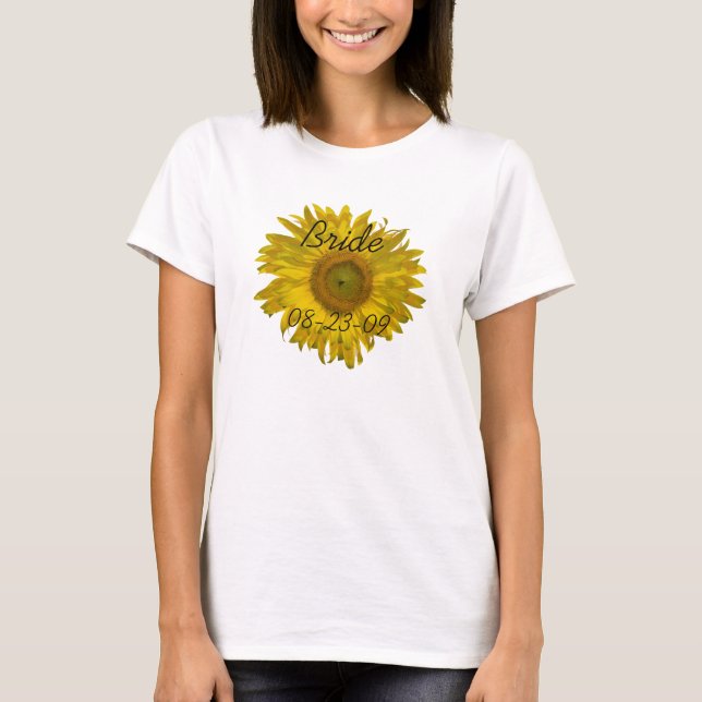 Camiseta Boda de novia de girasol amarillo (Anverso)