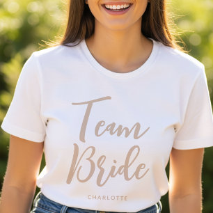 Camiseta Boda de novia personalizado Beige-Blanco