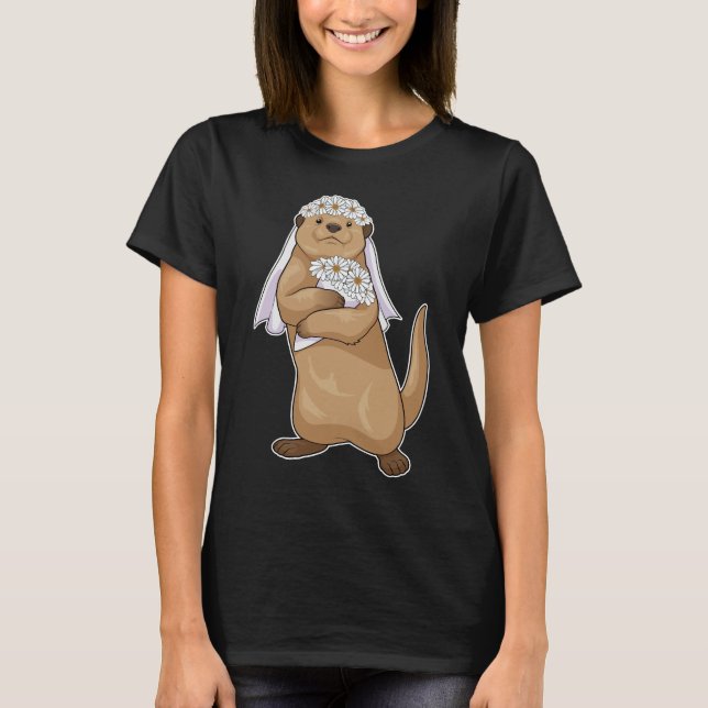 Camiseta Boda de nutria flor boda (Anverso)