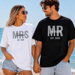 Camiseta Boda de pareja personalizada Mr y Mrs a juego
